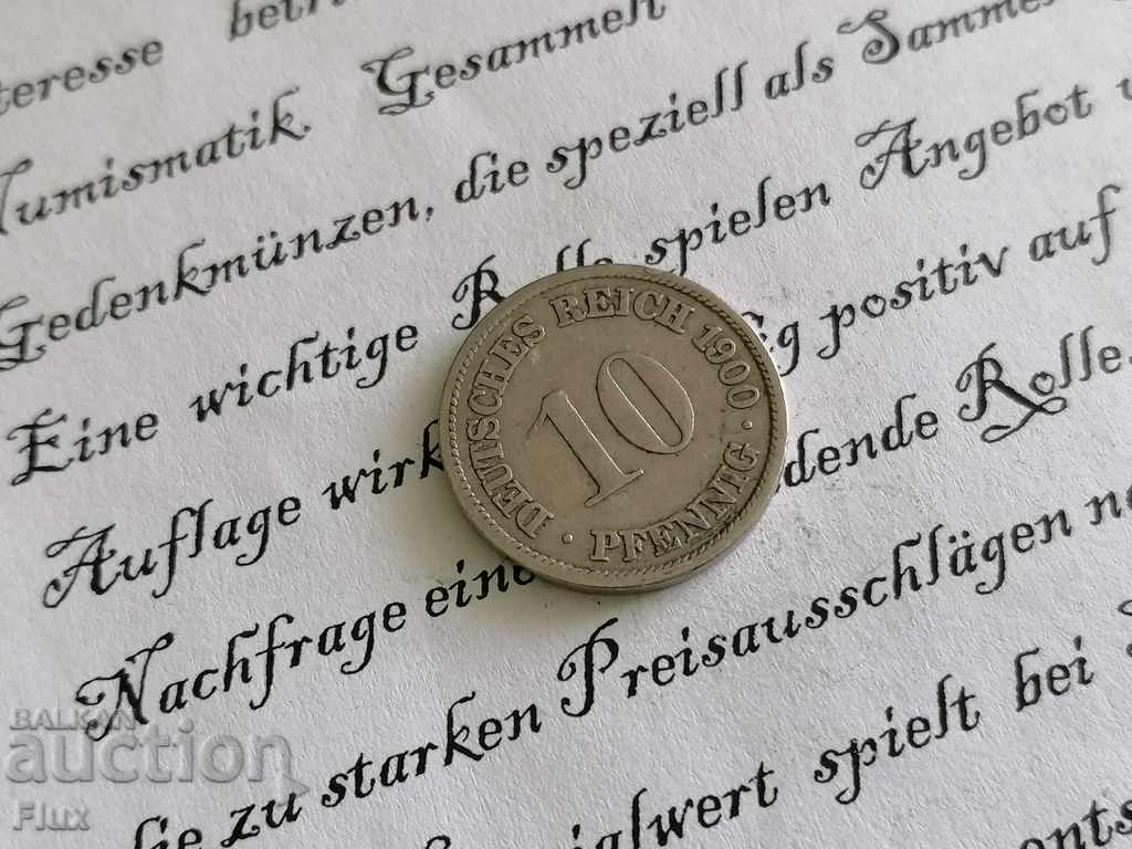 Райх монета - Германия - 10 пфенига | 1900г.; серия F