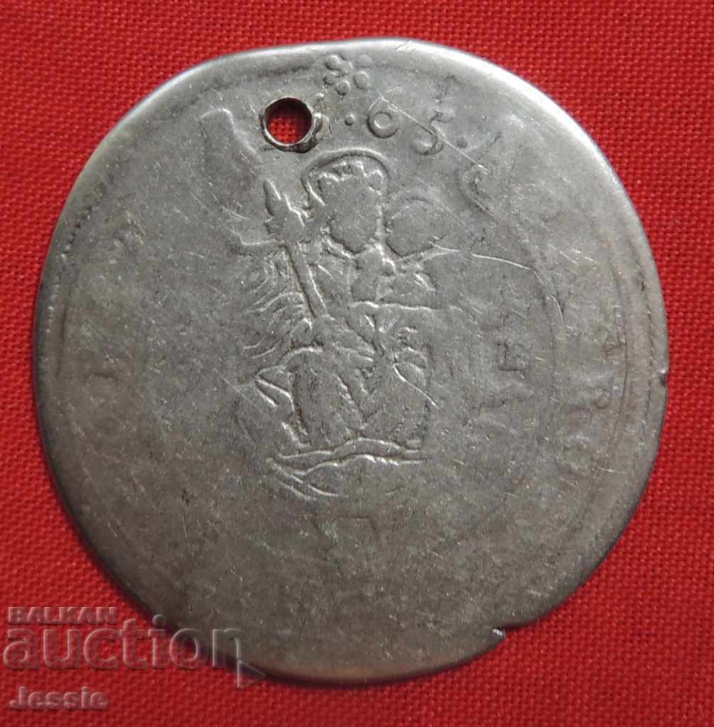 15 кройцера Австроунгария 1665 КВ сребро Леополд I Кремниц с цена € 12.55 | 24.55 лв.