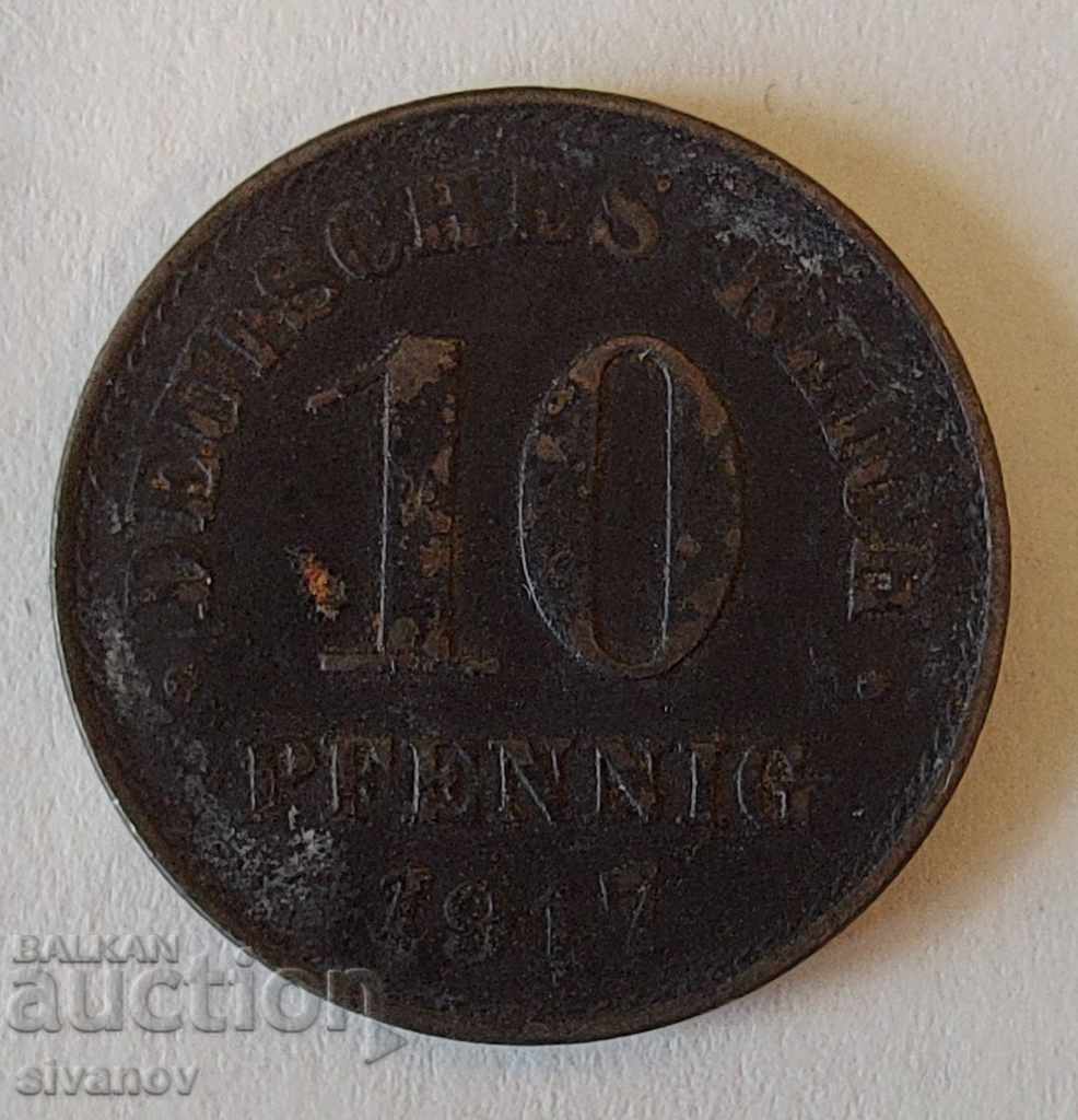 Γερμανία 10 Fenning 1917 A # 833