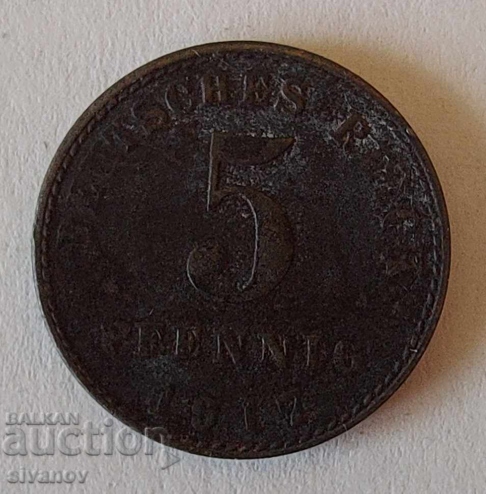 Germania 5 Pfennig 1917 A # 837