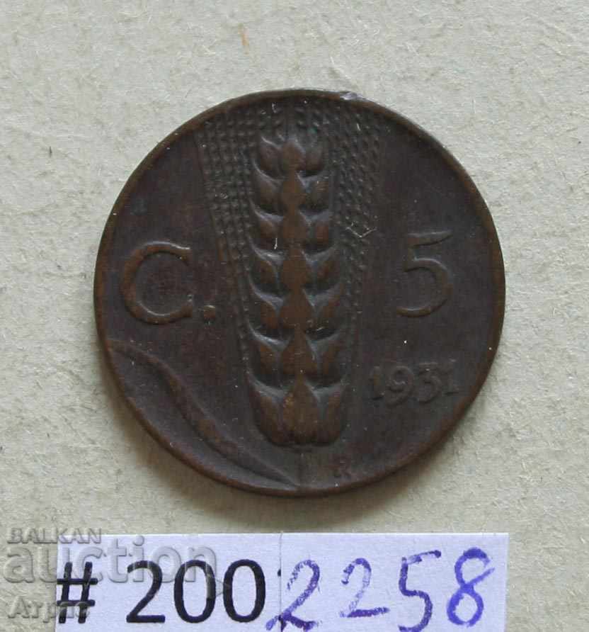 5 centimes 1931 Italy
