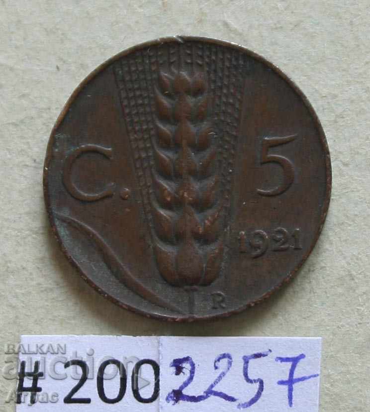 5 centime 1921 Italia