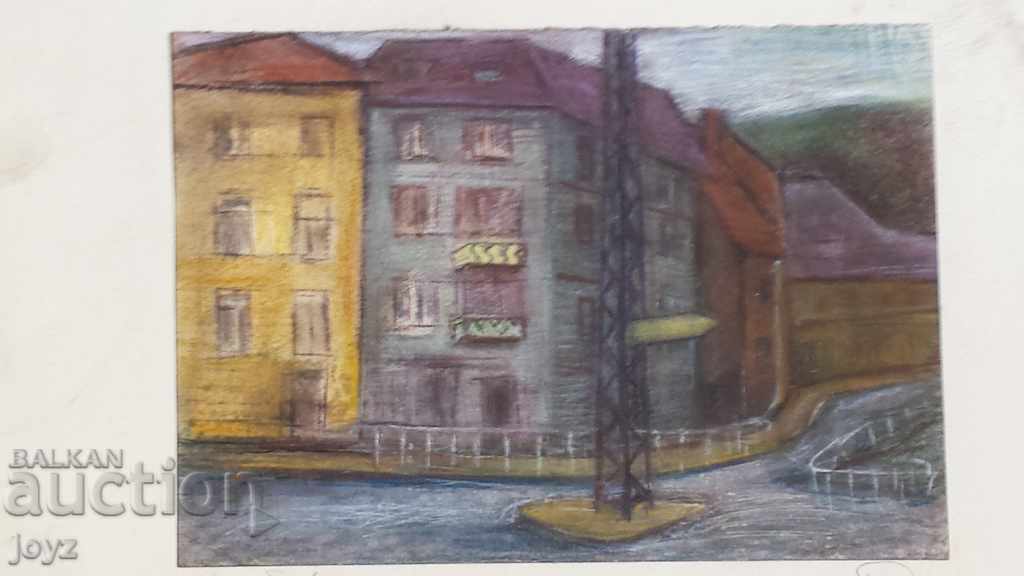 Auction CITYSCAPE PAINTING "PO BABA" chalk / MARIA MEZHURECHKA Auction CITYSCAPE PAINTING "PO BABA" chalk / MARIA MEZHURECHKA