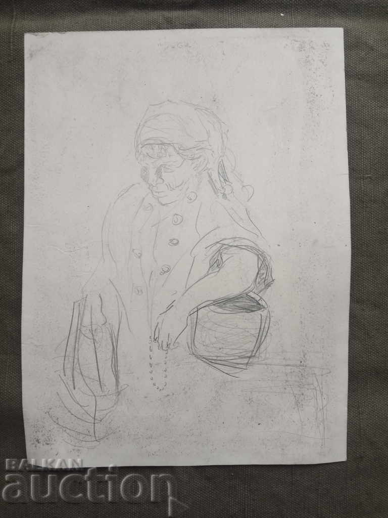 old drawing of a woman - a pencil