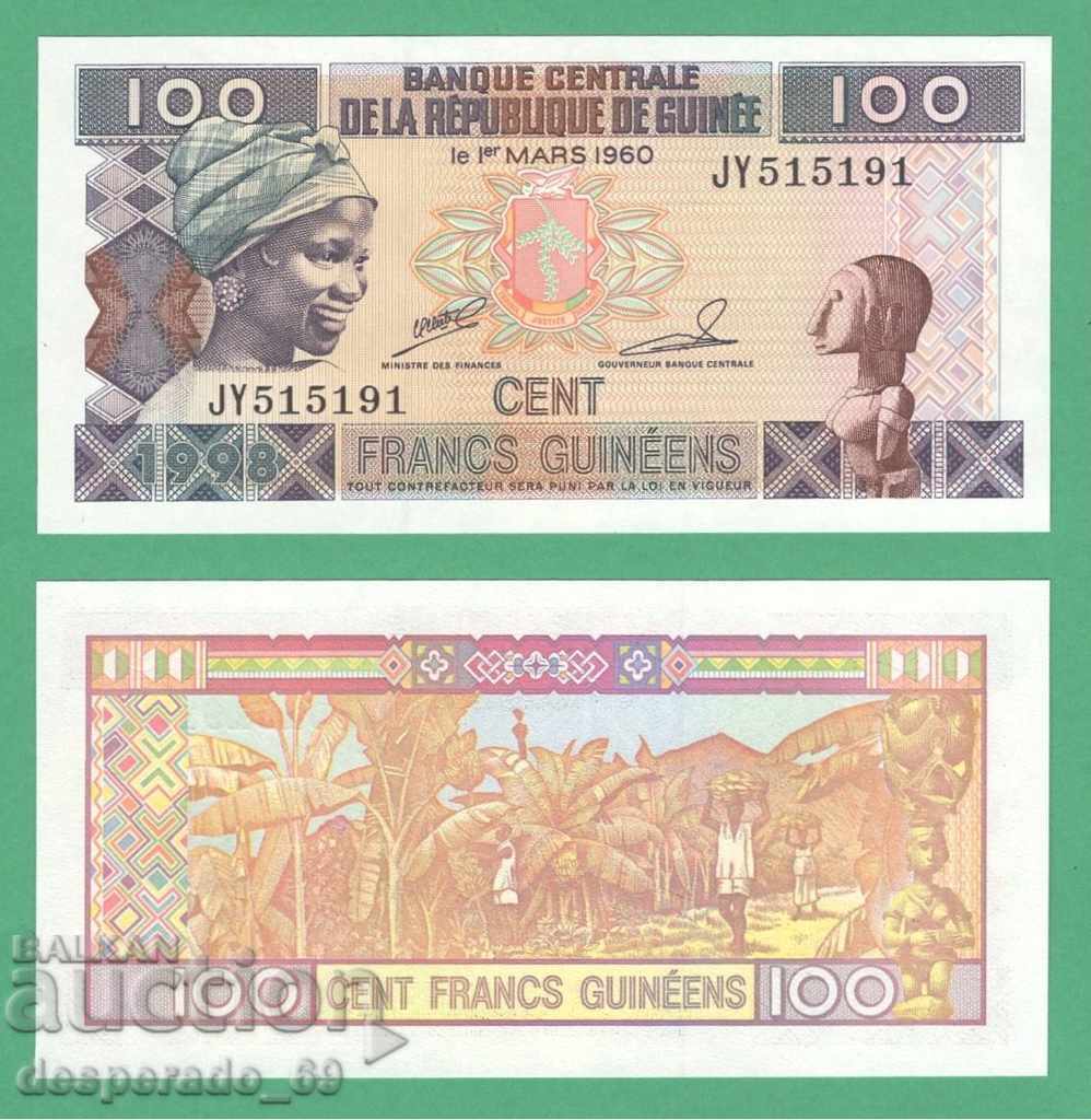 (¯` '• .¸ GUINEA 100 franci 1998 UNC ¸. •' ¯)