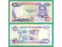 (¯` '• .¸ ZAMBIA 100 kvacha 1991 UNC ¸. •' ´¯)