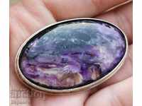 Silver Brooch from Natural Charoite