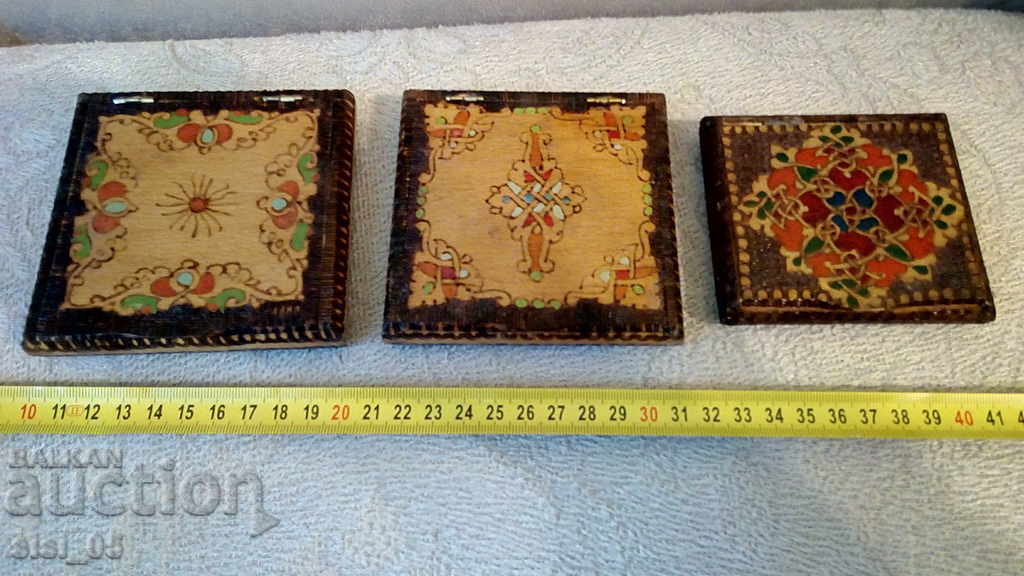 Old wooden box for cigarettes, cigarette case 3 pcs. with price 30.00 BGN | € 15.34