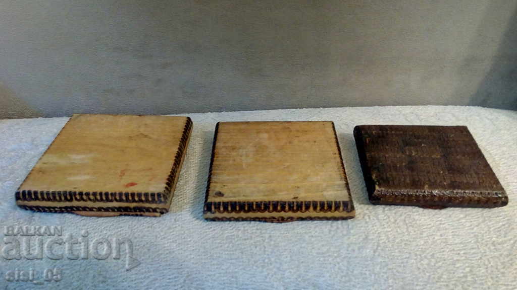 Old wooden box for cigarettes, cigarette case 3 pcs. - 5