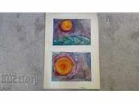 TWO IN ONE PICTURES ABSTRACTION WATERCOLOR