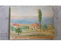 СТАРА КАРТИНА ПЕЙЗАЖ АКВАРЕЛ