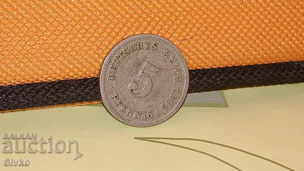 Reducere de Crăciun Monedă Germania 5 pfennig 1905 - 1
