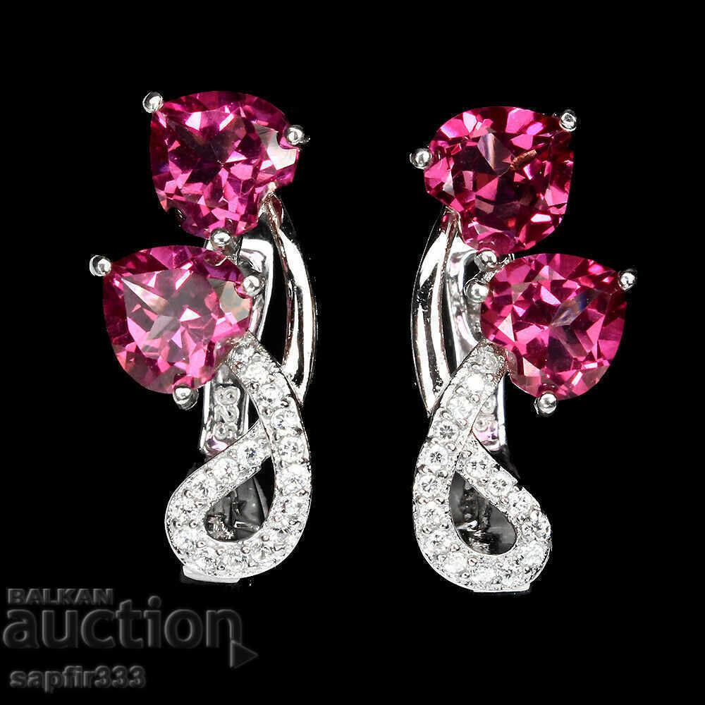 PINK TOPAZS - HEART STYLISH EARRINGS