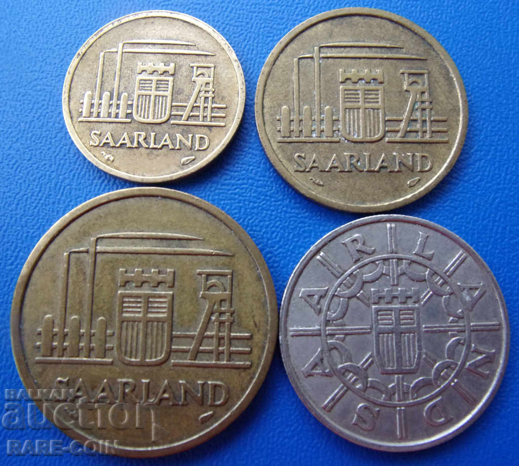 RS (21) Saarland Complete Lot 10-20-50-100 Francs 1954 UNC with price € 25.56 | 49.99 BGN RS (21) Saarland Complete Lot 10-20-50-100 Francs 1954 UNC with price € 25.56 | 49.99 BGN