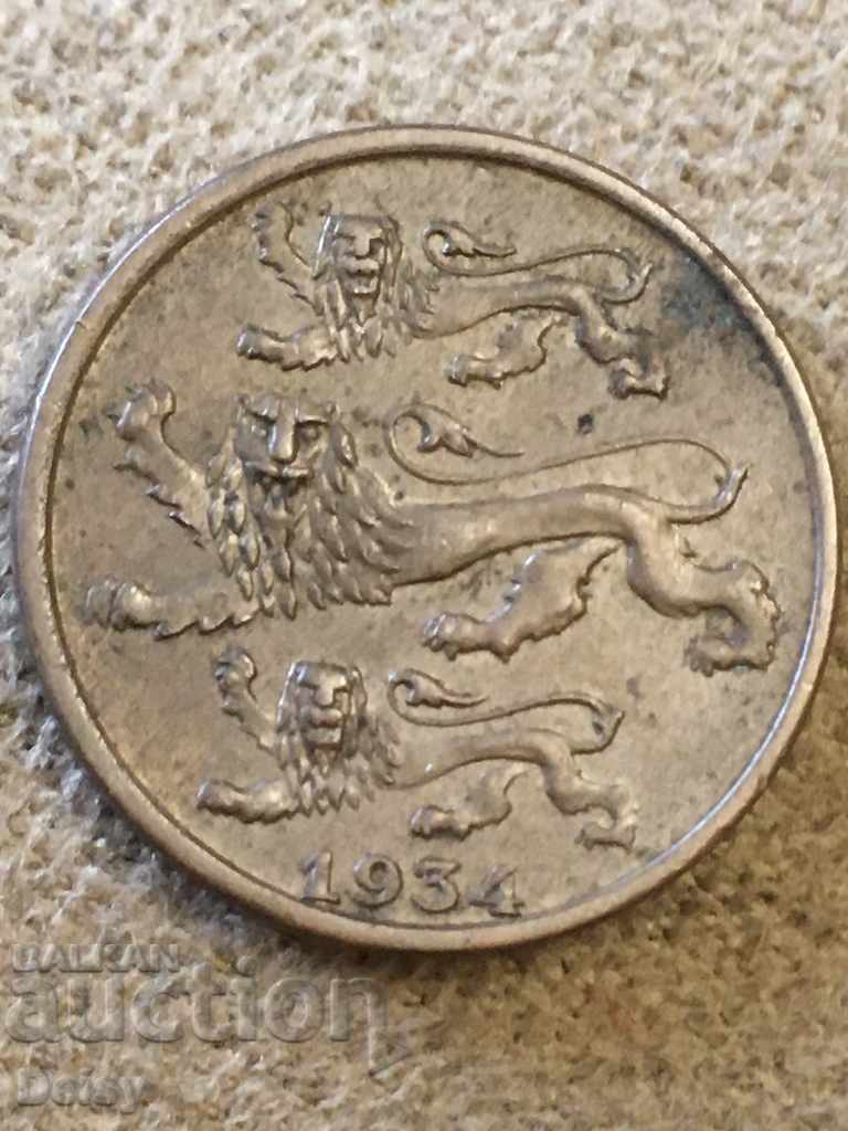 Estonia 2 cents 1934 Rare!