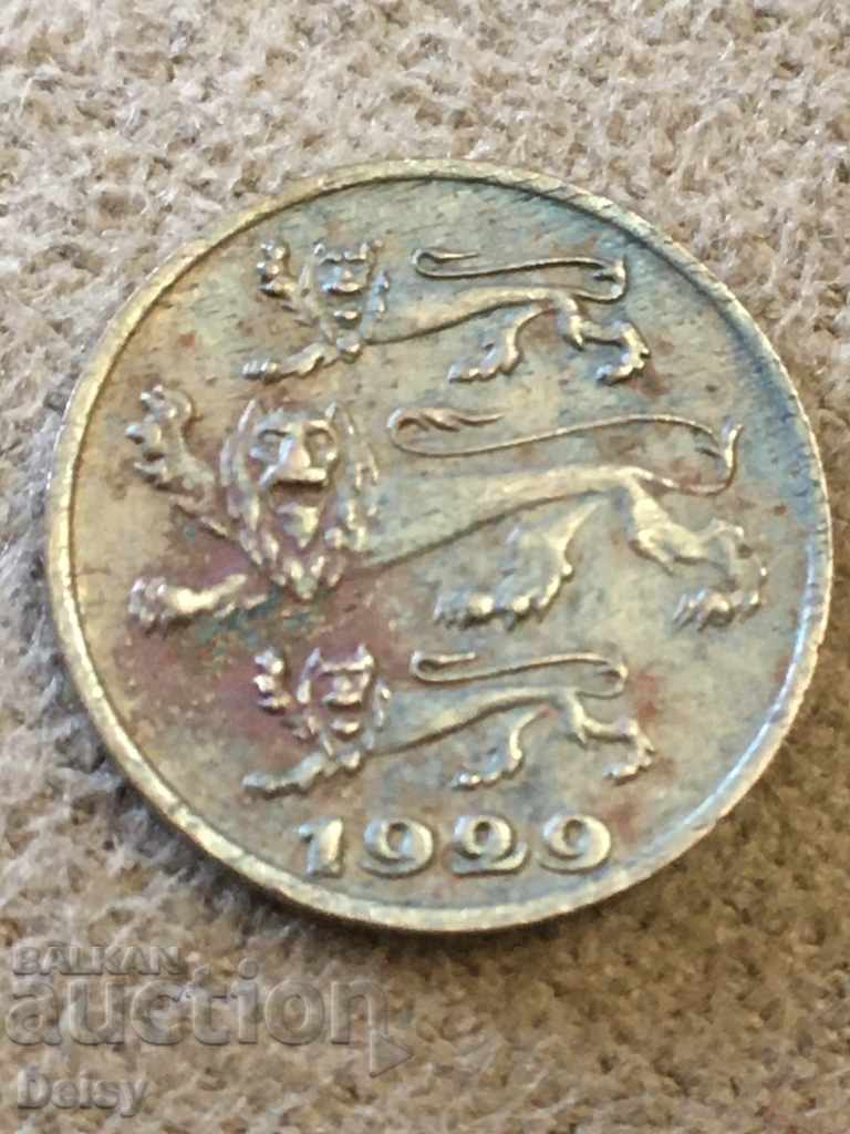 Естония 1 цент 1929г. (2) Рядка!