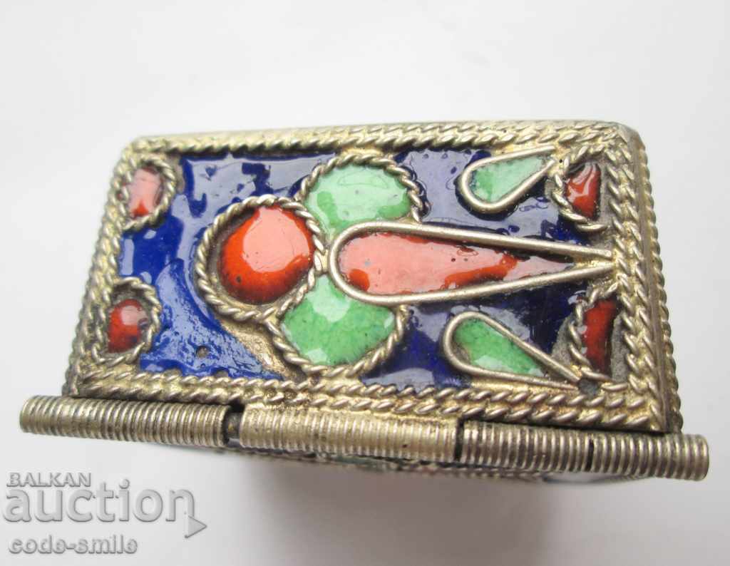 Old small box handmade box with cell enamel - 5
