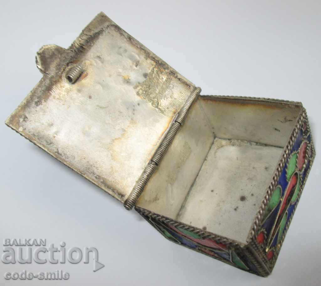 Old small box handmade box with cell enamel - 7