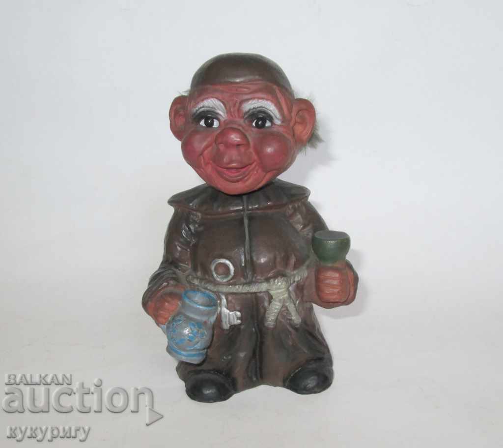 Old doll with a shaking head "Monk with a mug" HEICO Germany