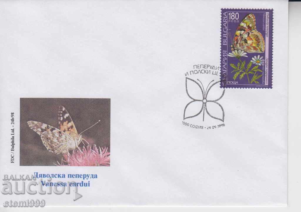 Postage stamp butterfly field flowers
