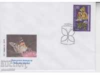 Postage stamp butterfly field flowers