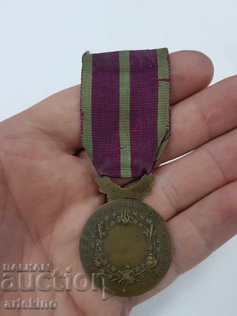 Παράδοση Όμορφο παλιό γαλλικό μουσικό μετάλλιο Ορφέας με λύρα Παράδοση Όμορφο παλιό γαλλικό μουσικό μετάλλιο Ορφέας με λύρα