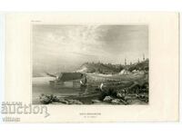 Ruse old engraving 19th century Danube ships mosque port