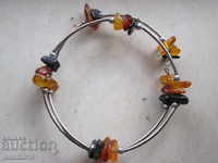 Bracelet with natural raw amber