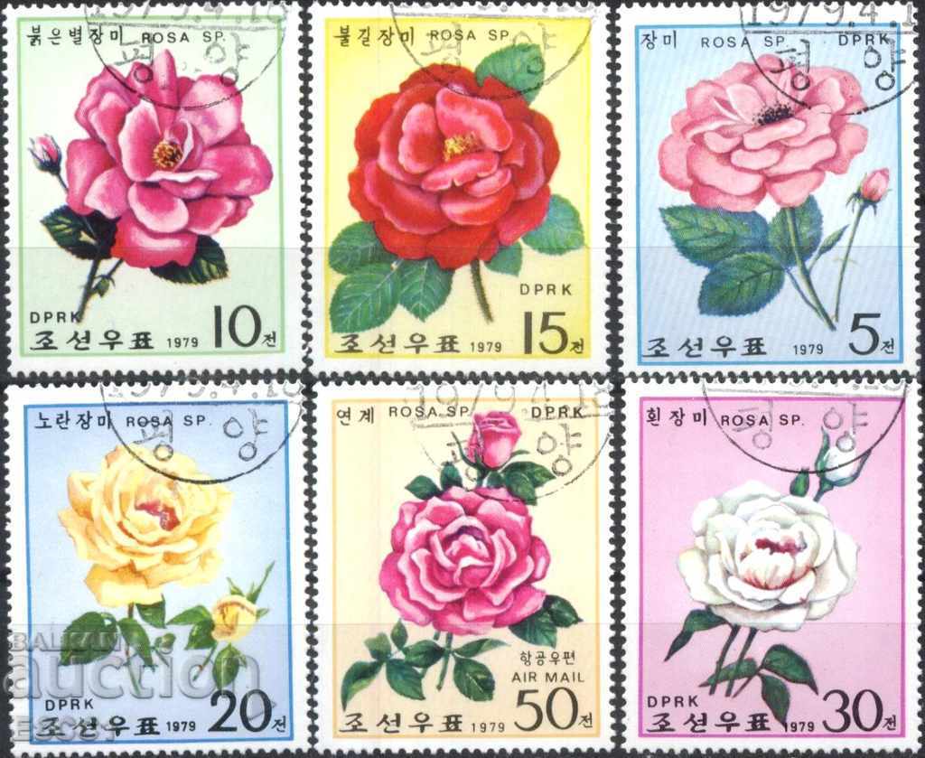 Клеймовани марки Флора Цветя Рози 1979 от Северна Корея КНДР