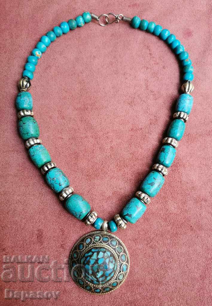 Necklace Necklace with Pendant Green Blue Turquoise