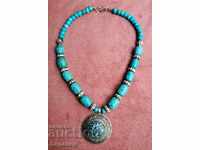 Necklace Necklace with Pendant Green Blue Turquoise