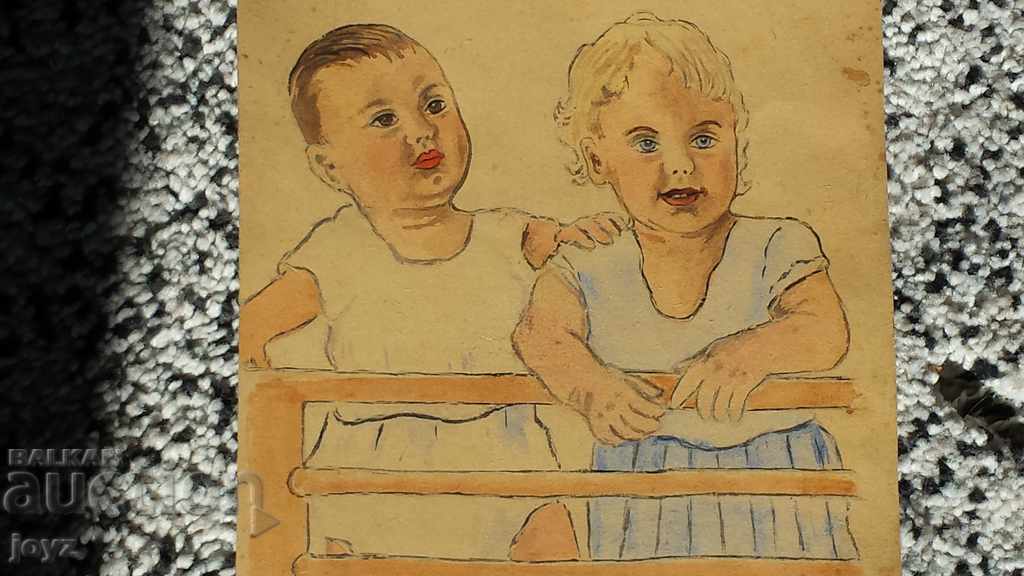 Delivery of OLD PICTURE CHILDREN 40s watercolor / LILYANA NIKOLOVA Delivery of OLD PICTURE CHILDREN 40s watercolor / LILYANA NIKOLOVA