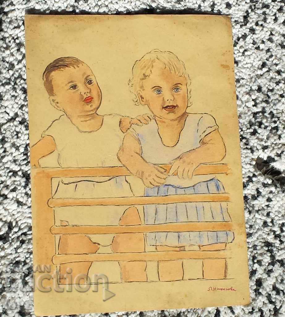 OLD PICTURE CHILDREN 40s watercolor / LILYANA NIKOLOVA