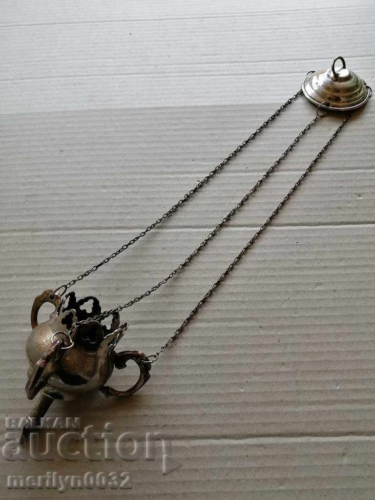 Old bronze oil lamp without a cup, icon, religion, cross Jesus - 7 Old bronze oil lamp without a cup, icon, religion, cross Jesus - 7