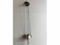 Veche candelă de bronz fără ceșcuță, icoană, religie, cruce Isus