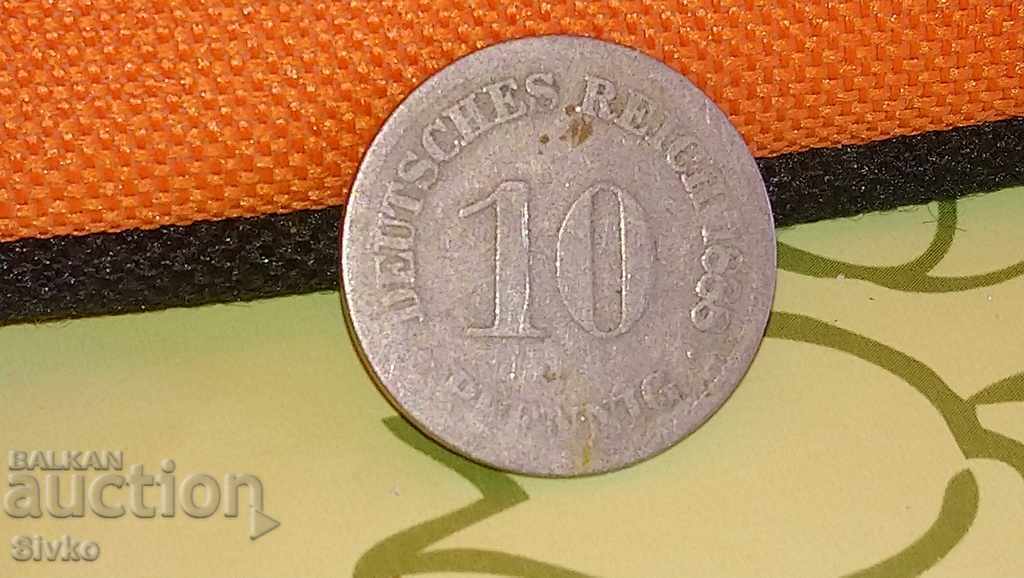 Монета Германия 10 пфенинга 1888 година