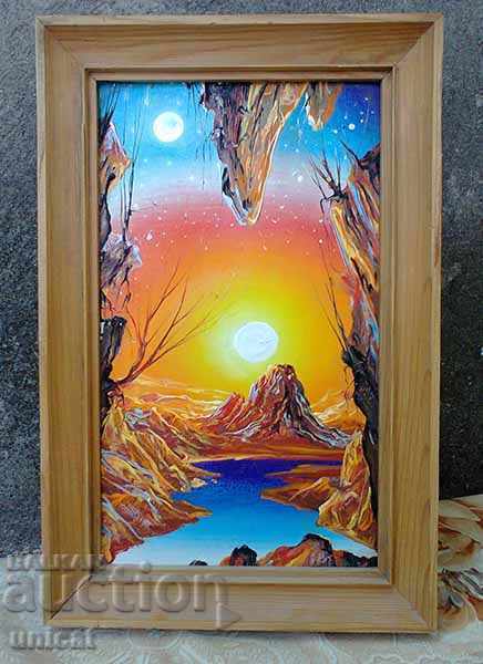 "Colorado - Sun and Moon". Acrylic paints, painting with price 800.00 BGN | € 409.03 "Colorado - Sun and Moon". Acrylic paints, painting with price 800.00 BGN | € 409.03