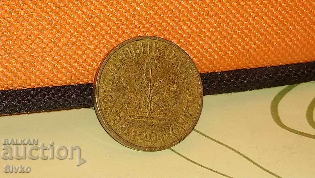 Coin Germany 10 pfennigs 1991 with price 0.49 BGN | € 0.25 Coin Germany 10 pfennigs 1991 with price 0.49 BGN | € 0.25
