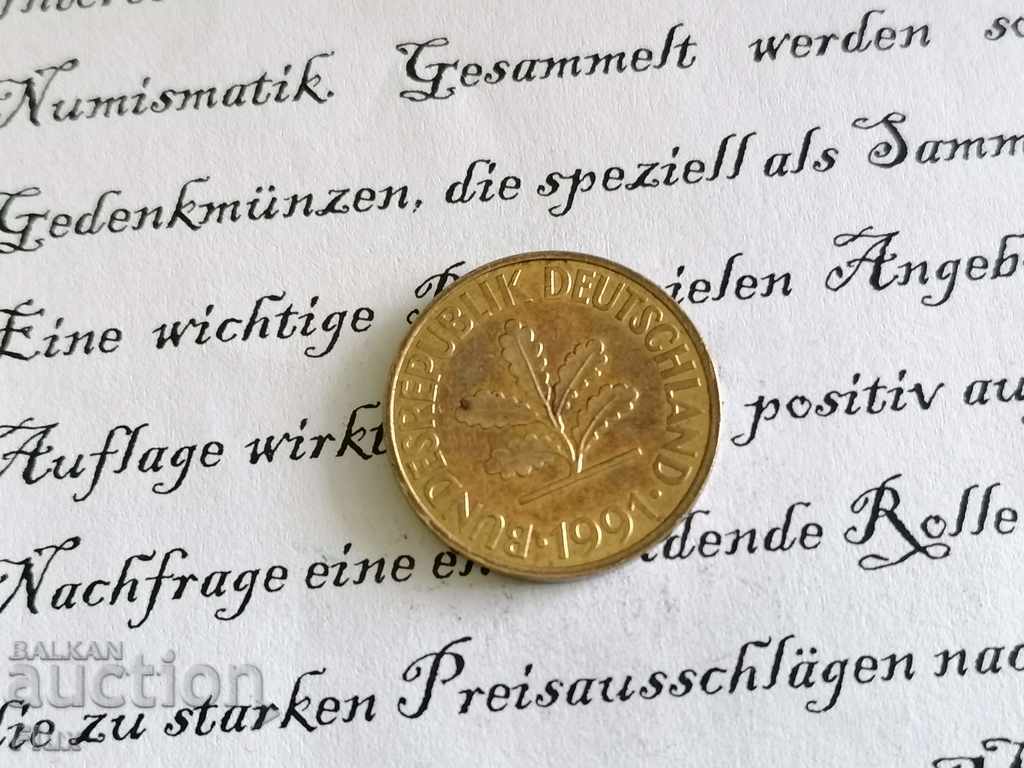 Coin - Germany - 10 pfennigs 1991; J series with price 0.90 BGN | € 0.46 Coin - Germany - 10 pfennigs 1991; J series with price 0.90 BGN | € 0.46