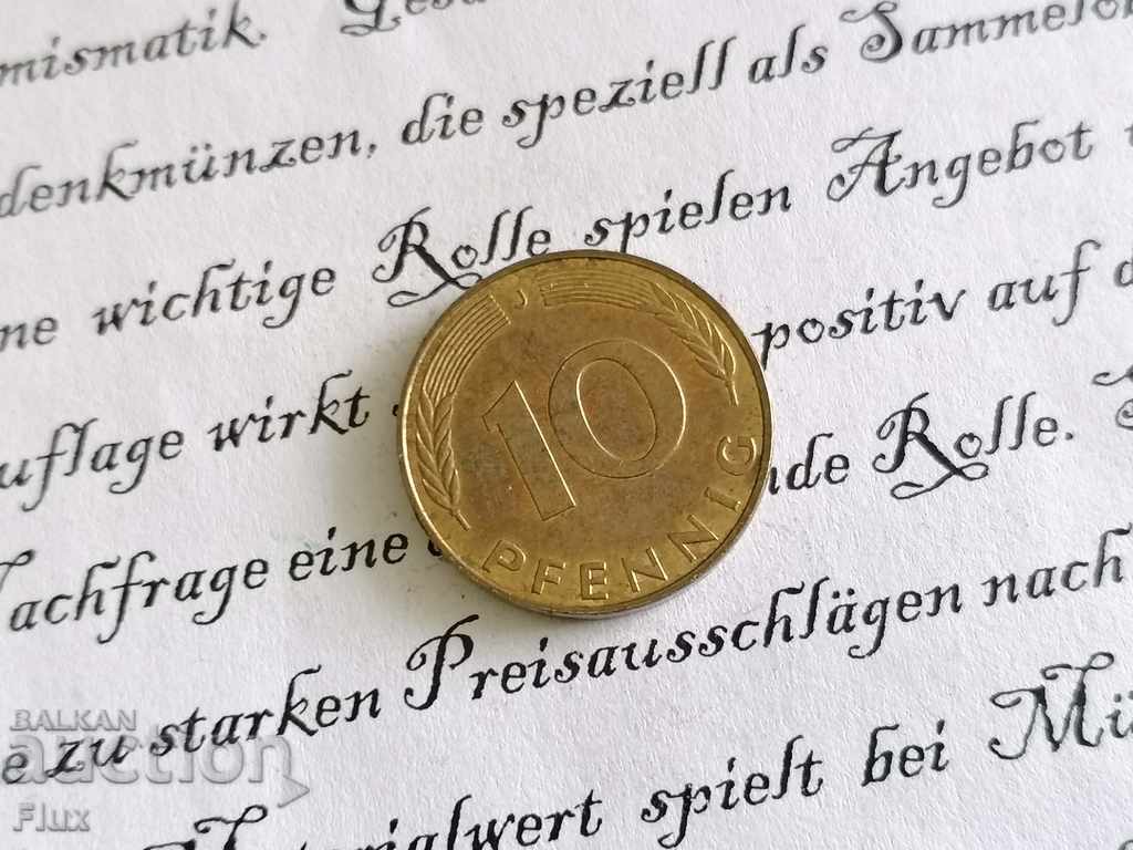 Монета - Германия - 10 пфенигa | 1991г.; серия J
