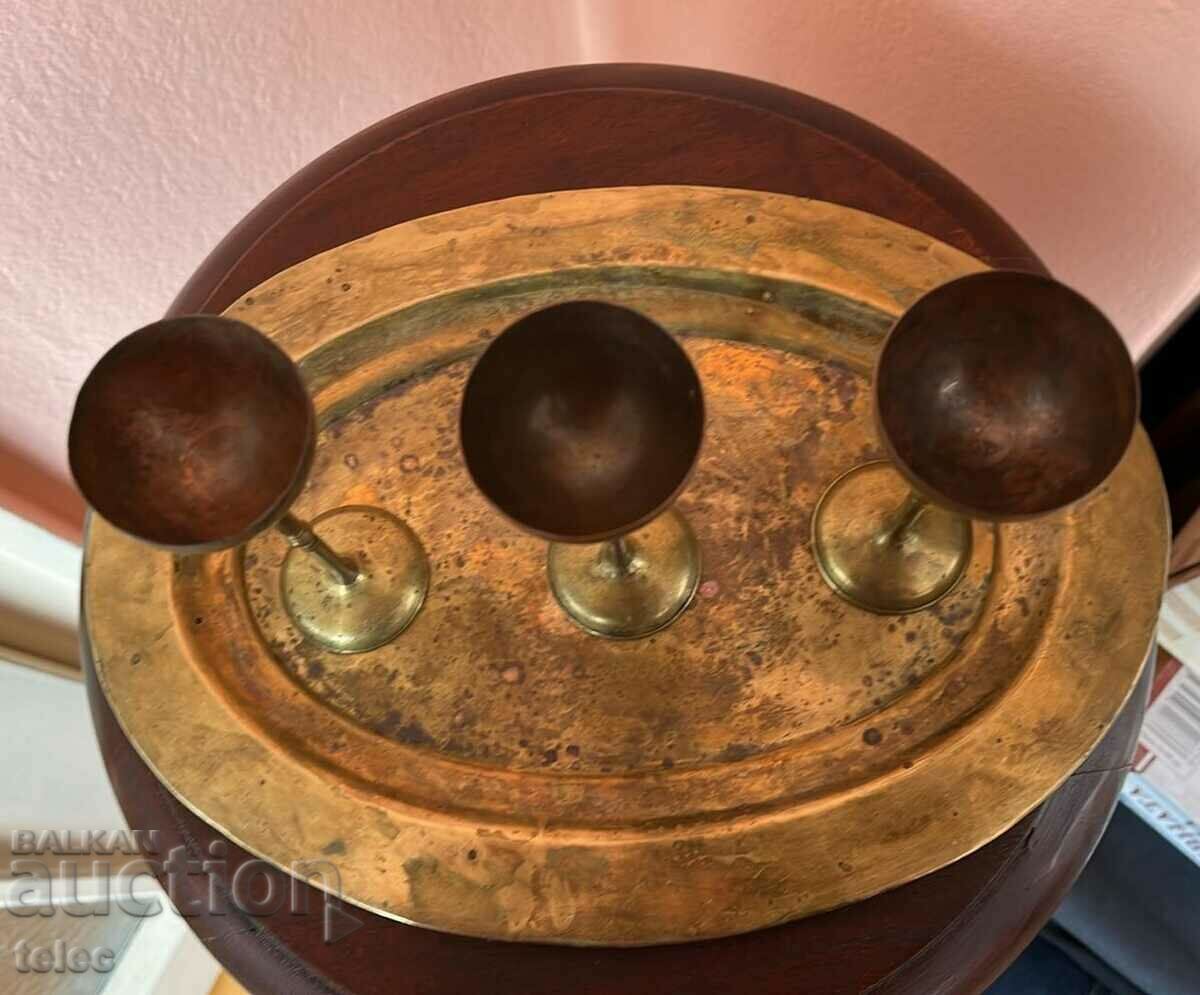 3 copper liquor cups and a plate with price 13.00 BGN | € 6.65 3 copper liquor cups and a plate with price 13.00 BGN | € 6.65