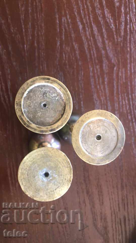 3 copper liquor cups and a plate - 6 3 copper liquor cups and a plate - 6