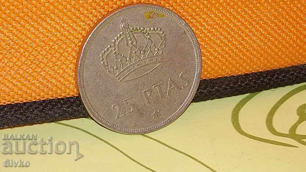 Монета Испания 25 песети 1975