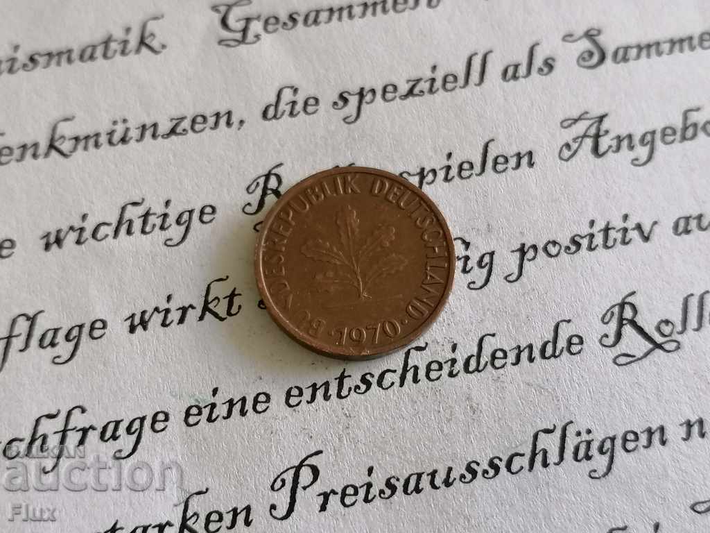 Coin - Germany - 1 pfennig 1970; F series with price 0.70 BGN | € 0.36 Coin - Germany - 1 pfennig 1970; F series with price 0.70 BGN | € 0.36