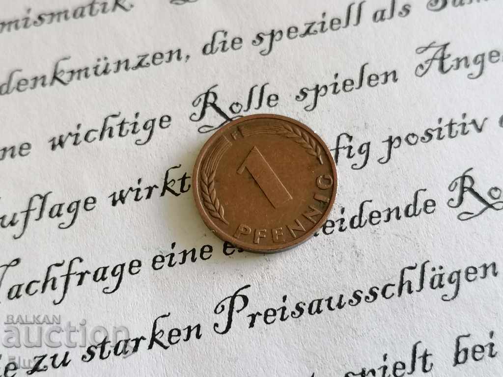 Монета - Германия - 1 пфениг | 1970г.; серия F