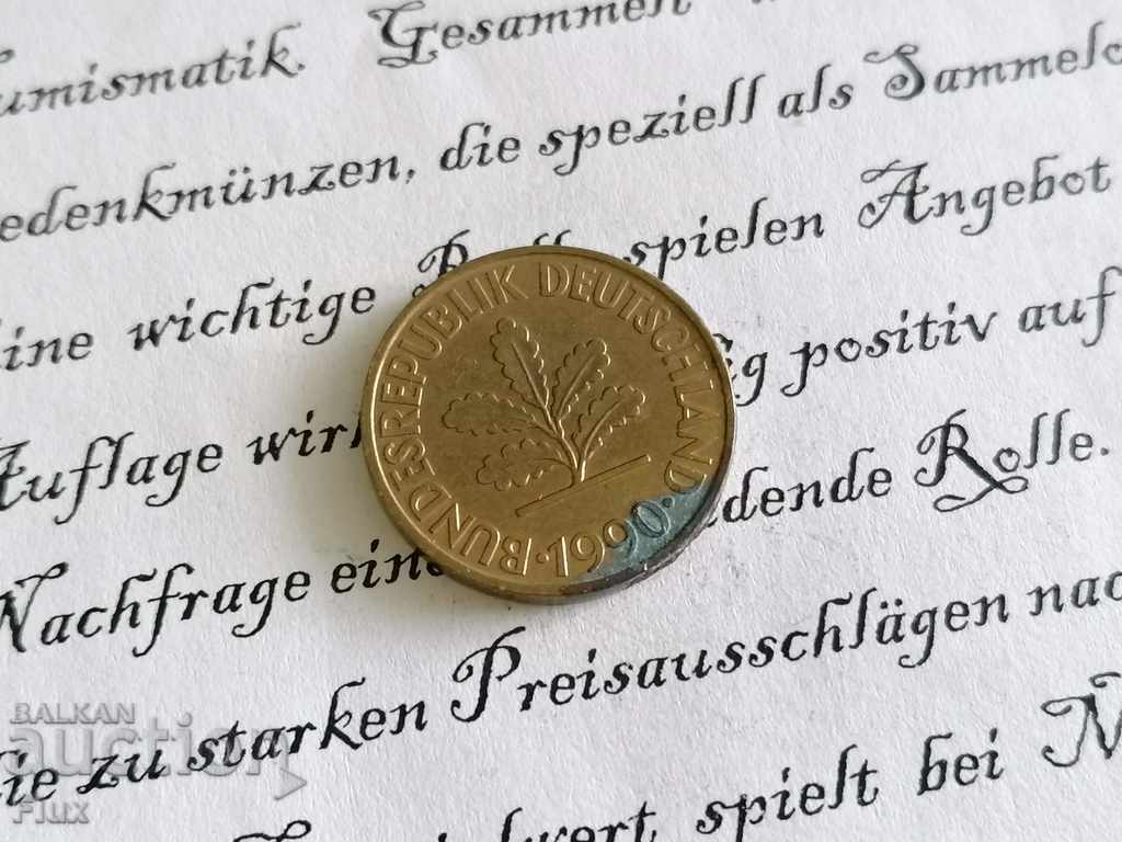 Coin - Germany - 10 pfennigs 1990; G series with price 0.70 BGN | € 0.36 Coin - Germany - 10 pfennigs 1990; G series with price 0.70 BGN | € 0.36