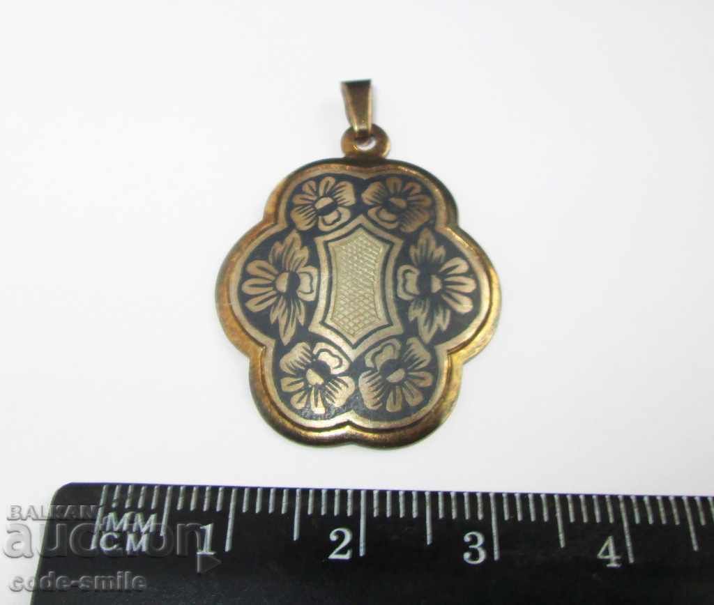 Old Russian women's pendant pendant silver 925 gilding nielo - 7 Old Russian women's pendant pendant silver 925 gilding nielo - 7