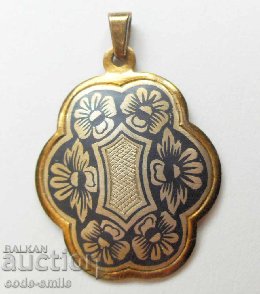 Old Russian women's pendant pendant silver 925 gilding nielo