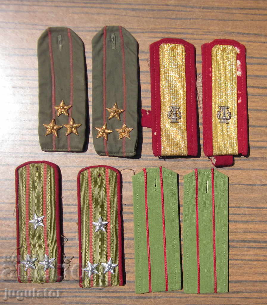 4 pairs lot set of old Bulgarian military epaulettes from the Sotsa