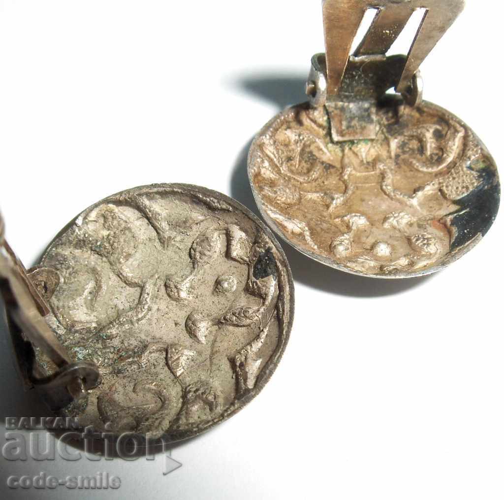 Auction  Old Russian women's earrings earrings on clip jewelry silver nielo